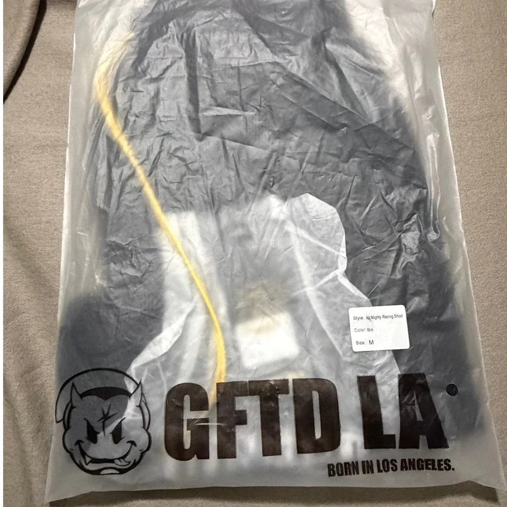 GFTD LA All Mighty Racing Shorts Mens Medium Black Mesh Graphic Drawstring NEW